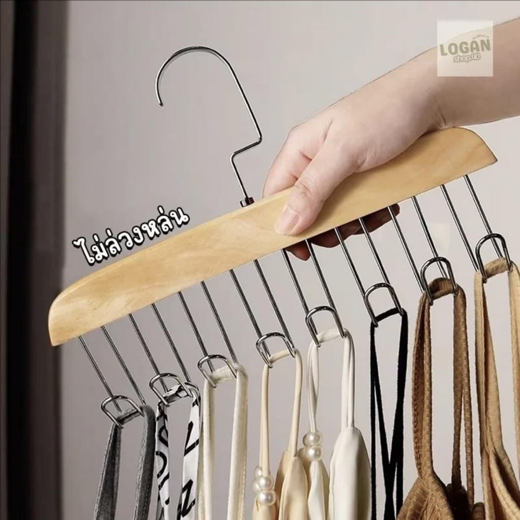 ส่งจากไทย ที่แขวนไม้เนื้อแข็ง ไม้แขวนเสื้อ 8ตะขอ ประหยัดพื้นที่ หมุนได้ 360 องศา ตะขอสแตนเลส ตะขอแขวนประตู ตู้ครัว ไม่ รูปที่ 6