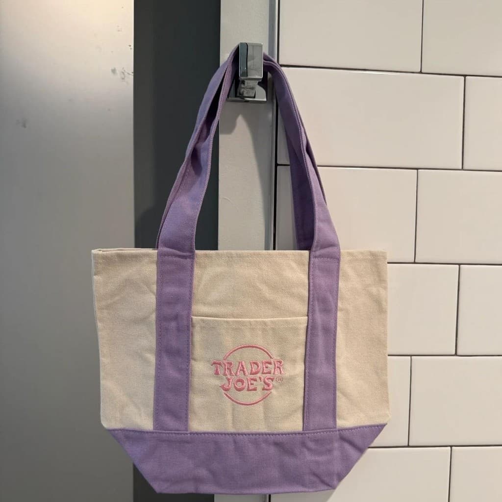 Trader Joes Mini Pastel Canvas Tote Bags Small Pastel Colored Canvas Bag Fashion Shopping Pouch รูปที่ 4