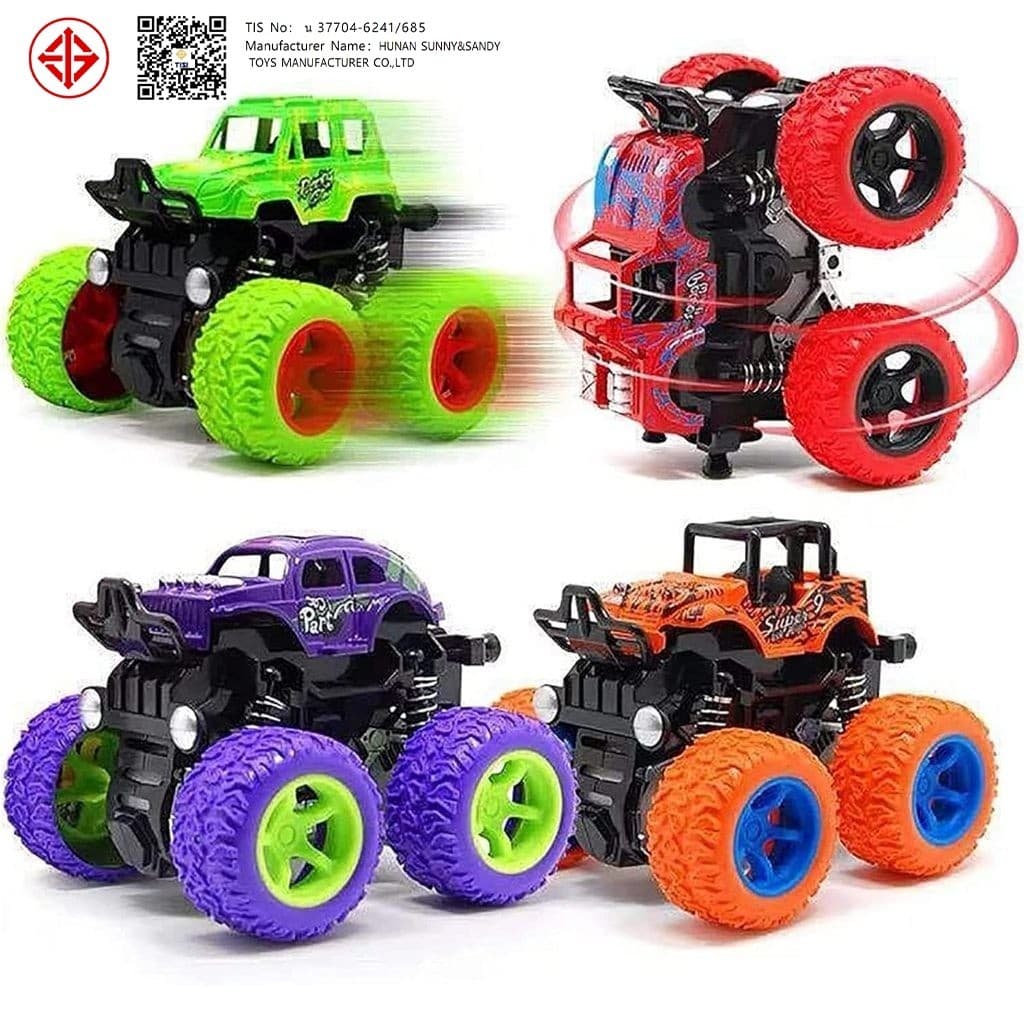 รถของเล่นเด็กรถบิ๊กฟุตโช็คสปริง 4WD รถของเล่นสปริงดูดซับแรงกระแทก กันชนหน้า หมุนได้ 360 องศา รูปที่ 5
