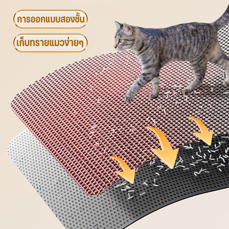 พร้อมจัดส่ง แผ่นดักทรายแมว แผ่นดักทรายแมวขนาดใหญ่พิเศษ พรมดักทรายแมว ที่ติดตามเท้า สามารถนำทรายกลับมาใช้ไหม่ได้ รูปที่ 5