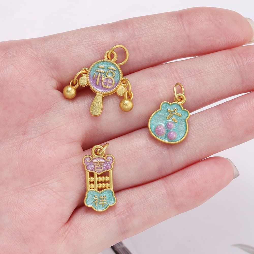 St. kunkka 1 ชิ้น จี้ทองคำเลียนแบบทองคำ จี้ผีเสื้อสไตล์จีน จี้ดอกไม้ สําหรับDIY ทําด้วยมือเครื่องประดับทํา รูปที่ 8