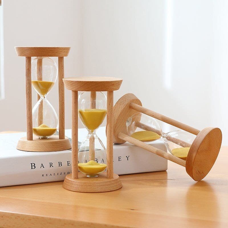 3/5 นาทีไม้รอบนาฬิกาทรายขนาดเล็กกรอบไม้ทรายจับเวลา Minimalist Modern Home Furnishing รูปที่ 1