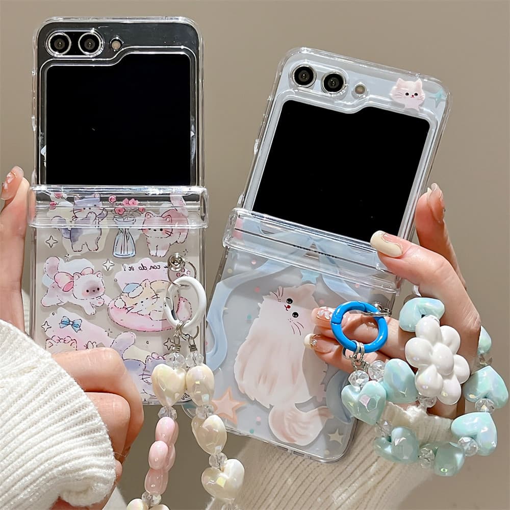 Bow Tie แมวน่ารักสําหรับ Samsung Galaxy Z Flip7 FE 6 5 4 3 รวมทุกอย่างป้องกันจี้กรณี Drop-proof ความคิดสร้างสรรค์สําหรับ Samsung Full Encirclement ปลอก รูปที่ 3