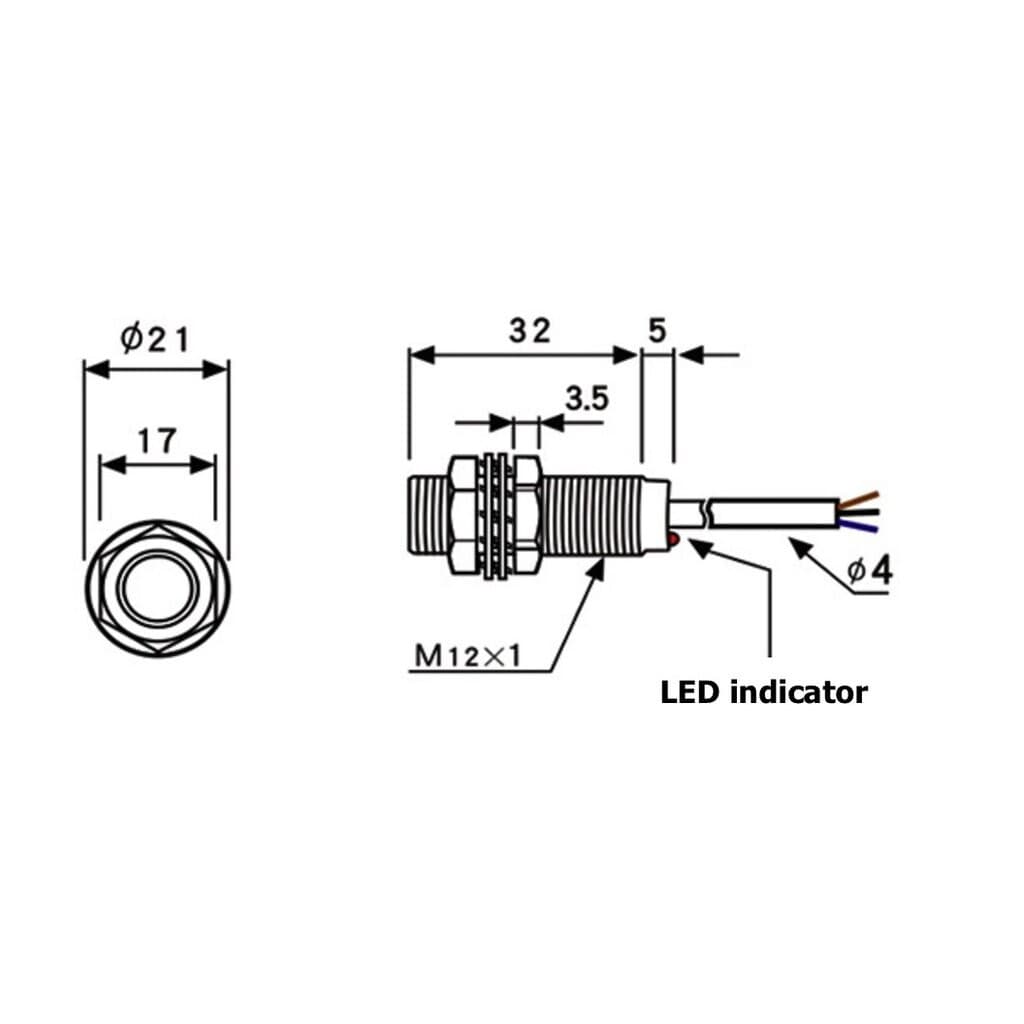 M12 เซนเซอร์ตรวจจับสนามแม่เหล็ก NJK-5002 ระยะตรวจจับ 10mm Hall sensor 3 wire NPN/PNP NO/NC 5-30VDC เซนเซอร์แม่เหล็ก เ... รูปที่ 8