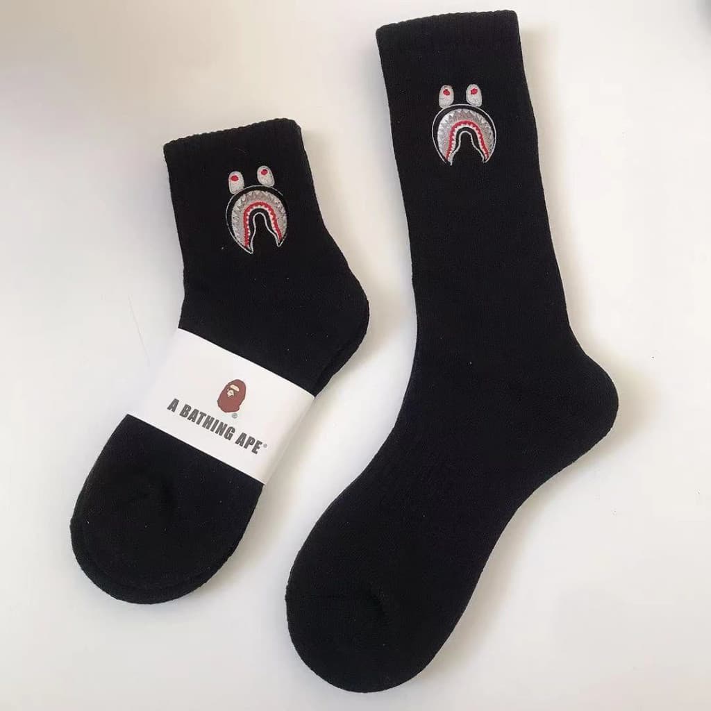 ใหม่ BAPE ape head ถุงเท้ากีฬาผ้าฝ้ายปักหนักระดับไฮเอนด์แฟชั่นผู้ชายและผู้หญิง รูปที่ 6