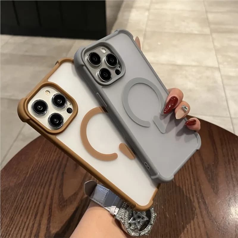 กันกระแทก Matte Clear กันชนสําหรับ iPhone 16 16E 15 14 Plus 13 12 11 Pro Max สําหรับแม่เหล็กชาร์จไร้สาย Capa Cover รูปที่ 2