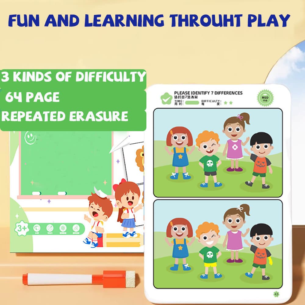 GeeToy เกมไพ่หาความแตกต่าง ของเล่นปริศนาฝึกสมาธิและพัฒนาสติปัญญาสำหรับเด็ก สามารถลบได้ รูปที่ 8