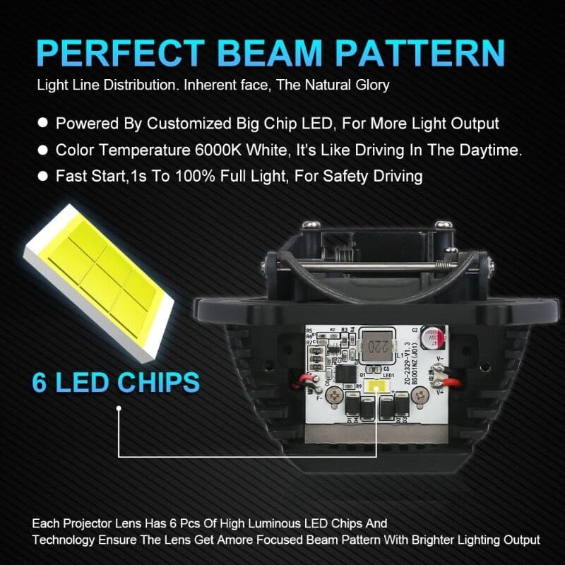 เลนส์โปรเจคเตอร์ไฟหน้ารถยนต์ LED Hi/Lo Beam H4 H7 9005 HB3 9006 HB4 2.5 นิ้ว 3.0 นิ้ว 2 ชิ้น 6000K Lampu รูปที่ 4