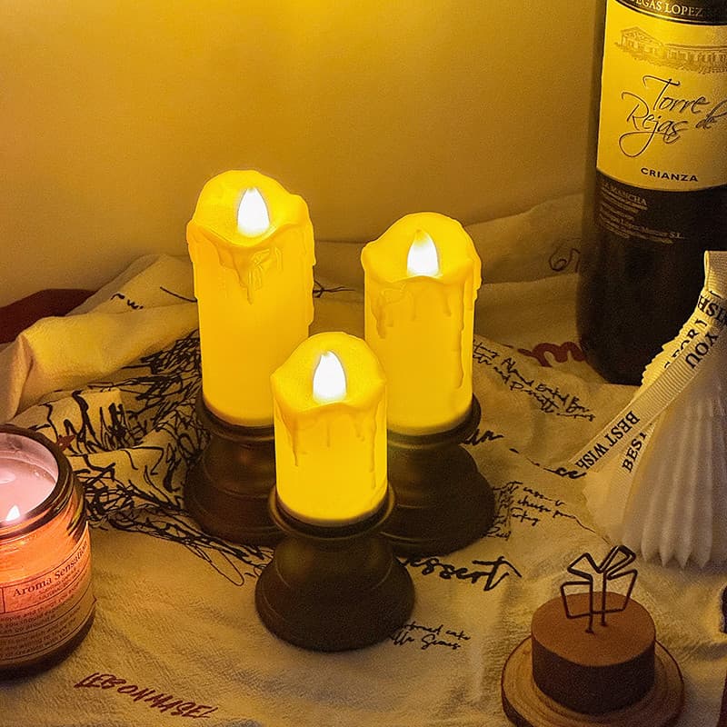 เชิงเทียน Led Vintage พร้อมเอฟเฟกต์ขี้ผึ้งหยดสําหรับตกแต่งบ้านคลาสสิกสําหรับคริสต์มาส รูปที่ 8