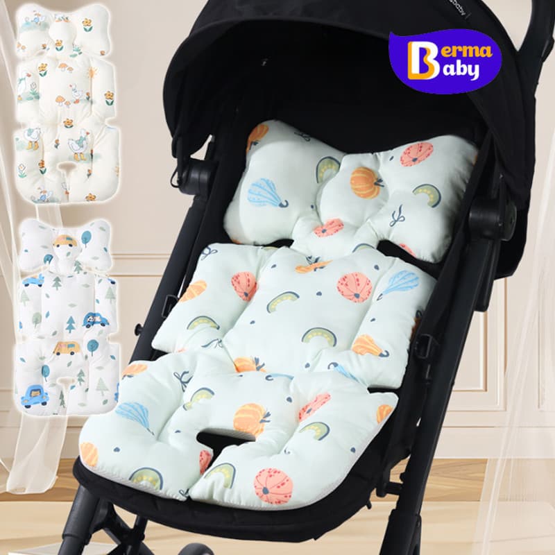 Berma Baby เบาะรองรถเข็นเด็ก ผ้าฝ้ายระบายอากาศ นุ่มสบาย เหมาะสําหรับทุกฤดูกาล ใช้ได้กับรถเข็นทุกรุ่น รูปที่ 1