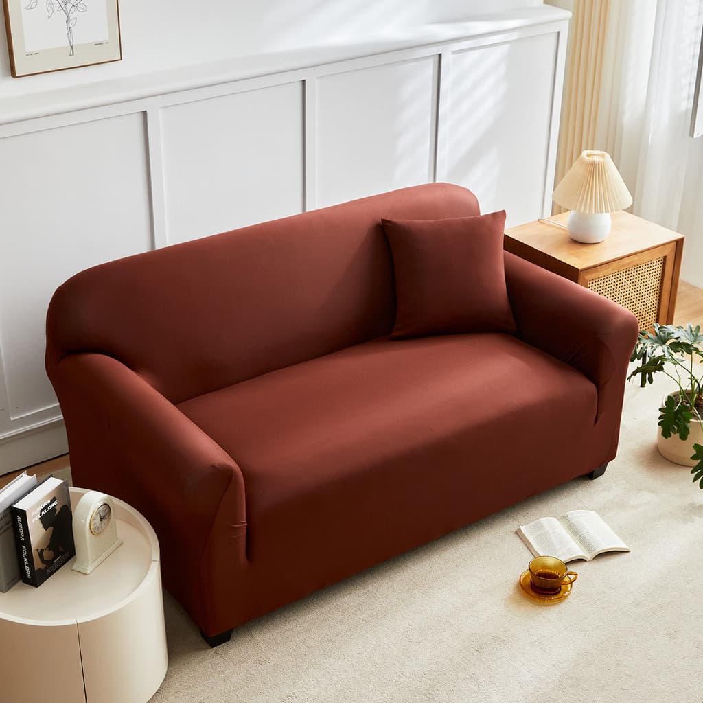ผ้าคลุมโซฟา กันลื่นกันฝุ่น สีทึบ 1/2/3/4 ที่นั่ง Sofa Cover ผ้าหุ้มโซฟา แบบยืดหยุ่น รูปที่ 3