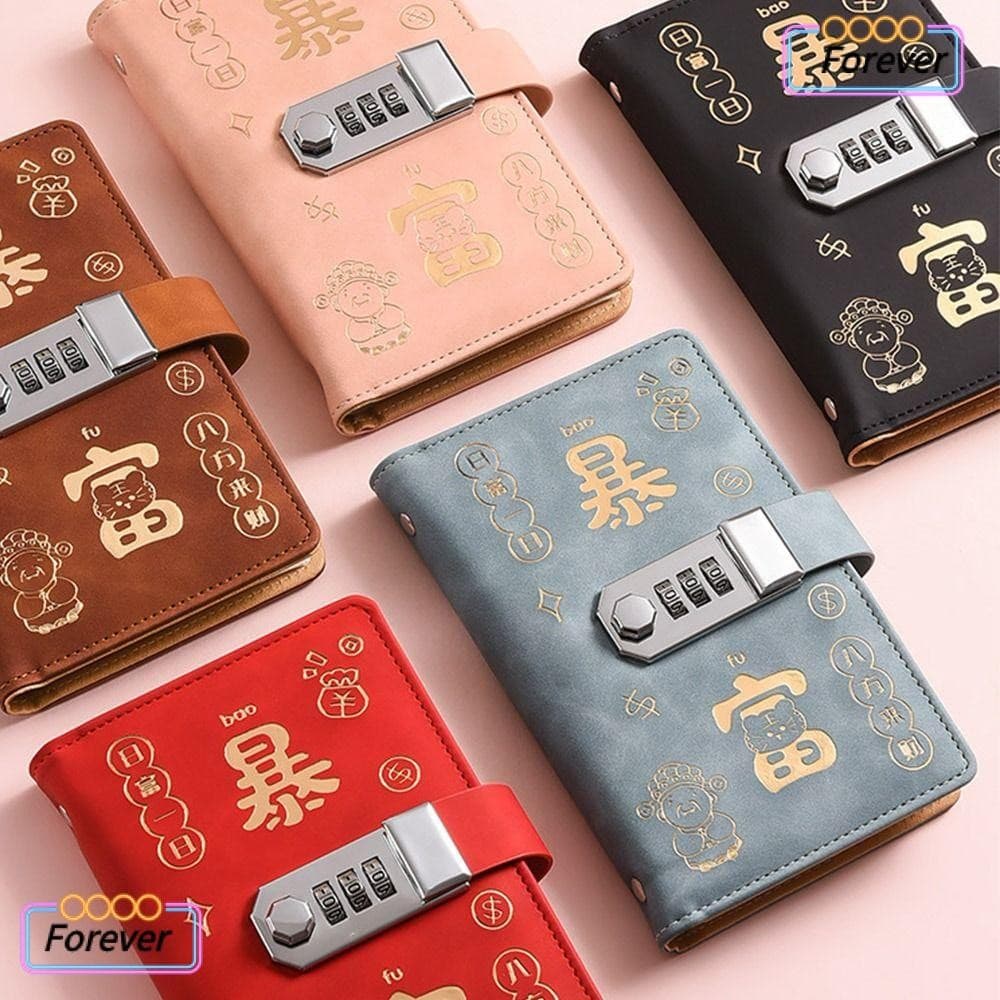 Forever 100 ซองประหยัดเงิน Challenge ประหยัดเงินพร้อมรหัสผ่านล็อค Mini Binder Saving Challenge, ตลก PU รวยค้างคืนแผ่นออมทรัพย์แบบใช้ซ้ําได้เด็ก รูปที่ 1