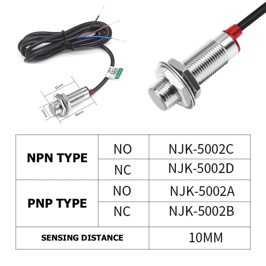 M12 เซนเซอร์ตรวจจับสนามแม่เหล็ก NJK-5002 ระยะตรวจจับ 10mm Hall sensor 3 wire NPN/PNP NO/NC 5-30VDC เซนเซอร์แม่เหล็ก เ... รูปที่ 3