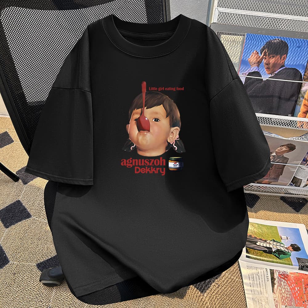 เสื้อยืดผู้หญิงสไตล์เกาหลี เนือ้ผ้าน้ำหนักเบา เสื้อ oversize การ์ตูน คอเสื้อ เสื้อยืด cotton 100% S-3XL รูปที่ 3