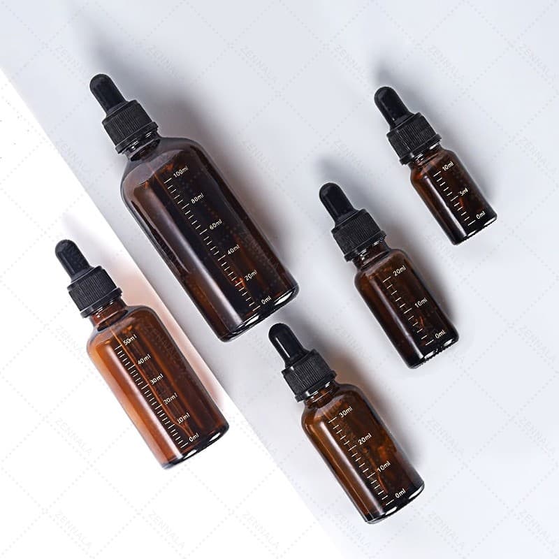 ขวดหยดสารสีชา ขวดแก้ว+หลอดหยด มีสเกล Amber Glass Dropper Bottle DIY รูปที่ 2