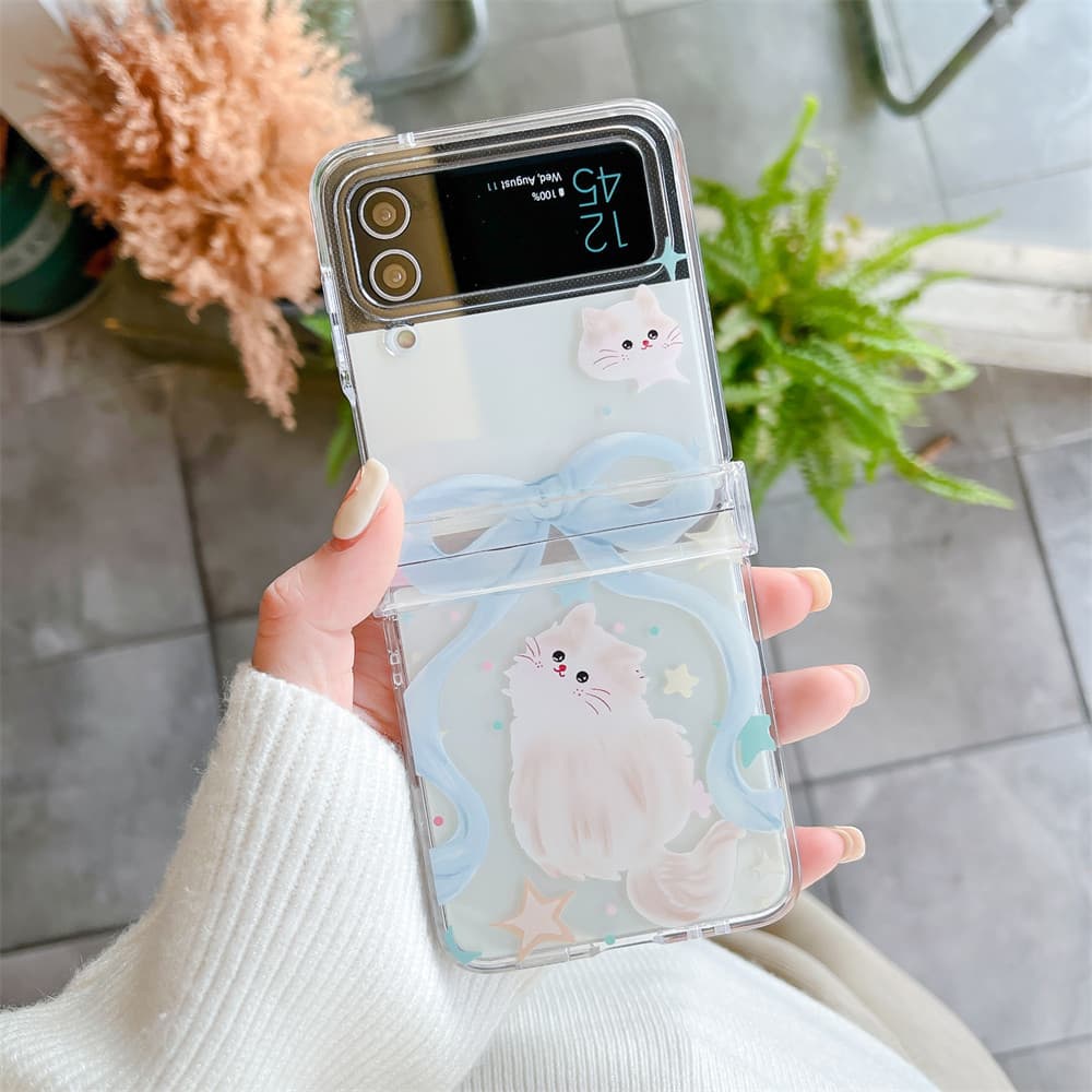 Bow Tie แมวน่ารักสําหรับ Samsung Galaxy Z Flip7 FE 6 5 4 3 รวมทุกอย่างป้องกันจี้กรณี Drop-proof ความคิดสร้างสรรค์สําหรับ Samsung Full Encirclement ปลอก รูปที่ 9