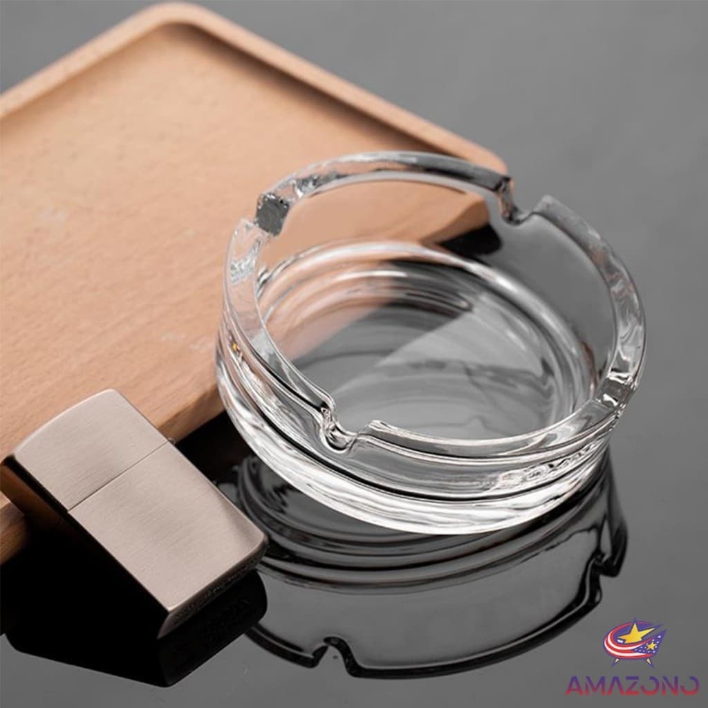 Amaz ที่เขี่ยบุหรี่ แบบสี่เหลี่ยม และ แบบกลม แก้วสีใส ที่ทิ้งก้นบุหรี่ Ashtray รูปที่ 4