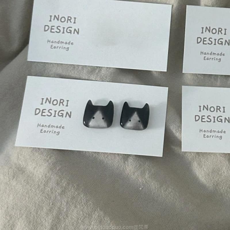 6 คู่/ญี่ปุ่นน่ารักต่างหูหัวลูกแมว Sweet Niche All-Match ต่างหูนักเรียนเฉพาะ ins รูปที่ 5