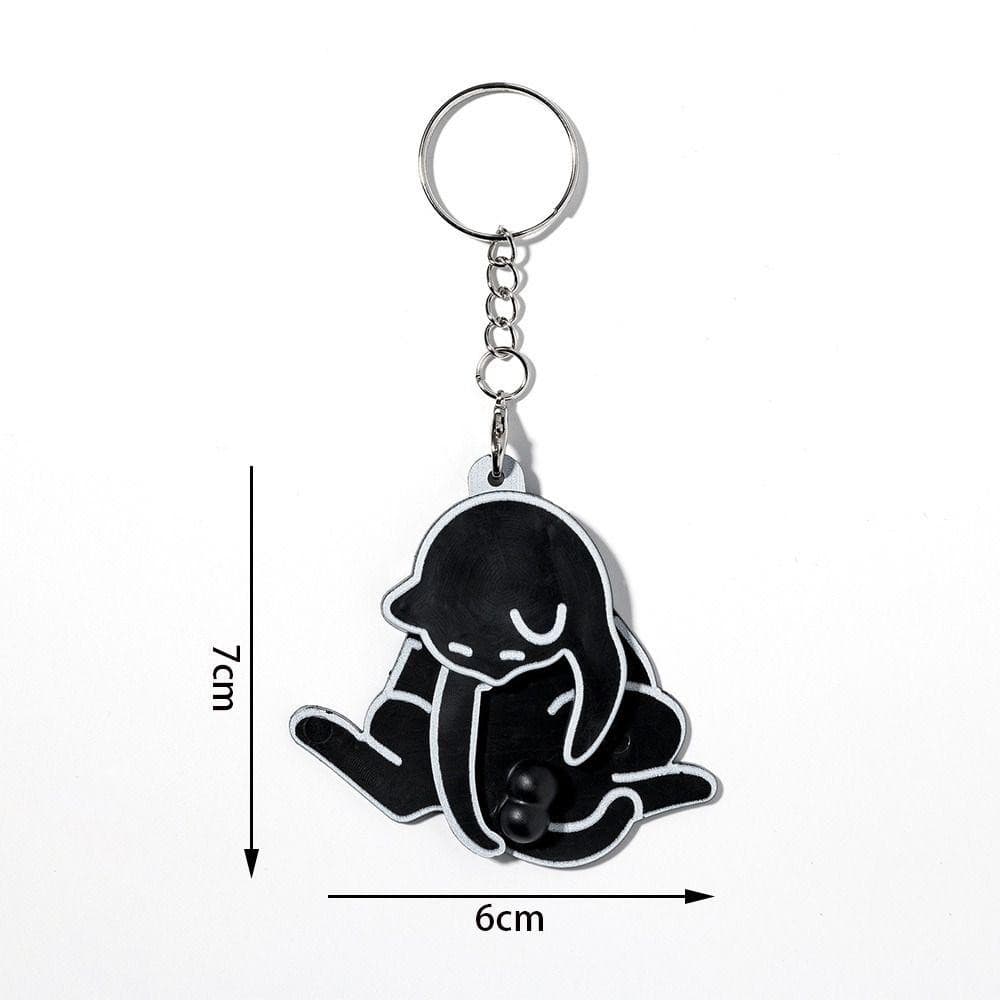 19VJKEPSHOP พวงกุญแจแมวไข่, ดึงเล่นจี้แมวตลกน่ารัก, อุปกรณ์เสริมกระเป๋าหมุนได้ จี้ห้อยกระเป๋า รูปที่ 2
