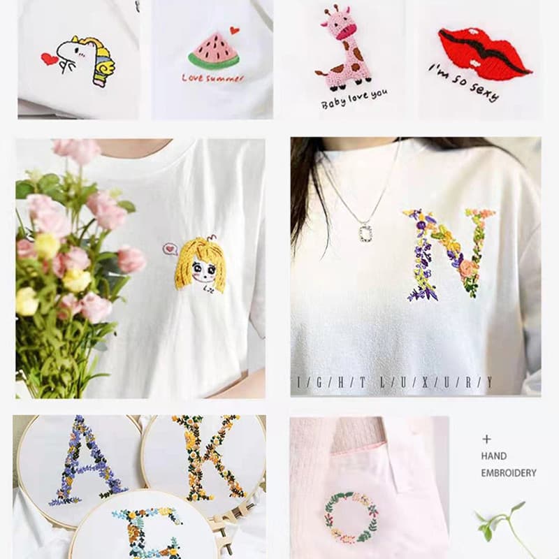 ชุดปักลายตัวอักษรครอสติตช์ 50-100สี อุปกรณ์ครบชุด ปักเสื้อคู่ DIY ของขวัญงานอดิเรก สำหรับมือใหม่ รูปที่ 6
