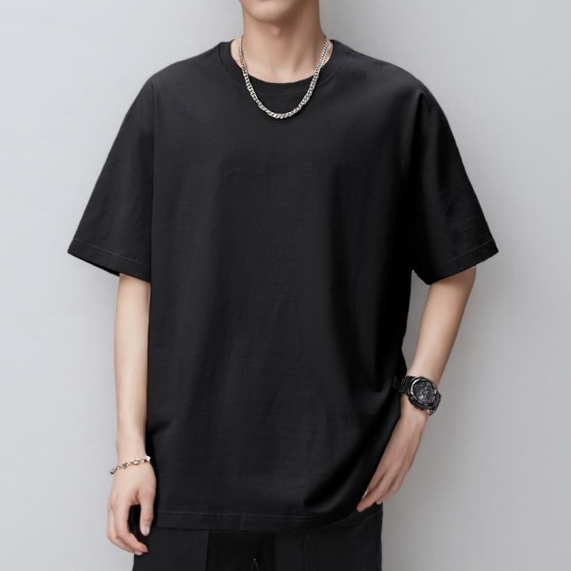 เสื้อยืดแขนสั้นผู้ชาย เสื้อยืดคอกลมสีพื้น คุณภาพดี​ ไม่ย้วย ไม่หด ไม่ต้องรีด ผ้านุ่มใส่สบาย ใส่ได้ทั้งชายและหญิง รูปที่ 3