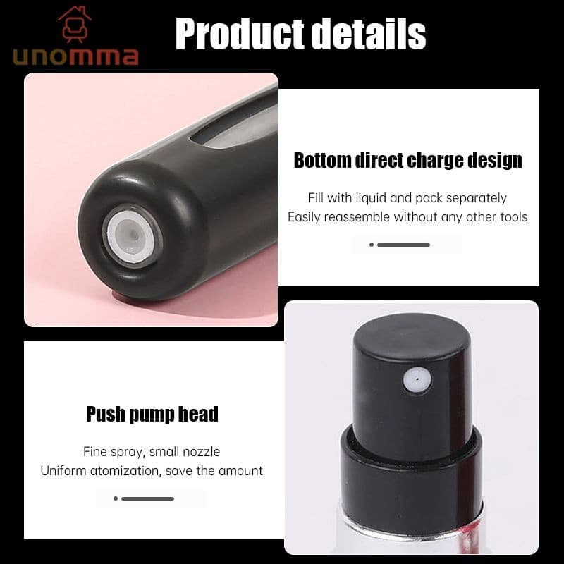 ขวดปั๊มแบ่งน้ำหอม 5 มล ขวดสเปรย์น้ําหอมเปล่า อลูมิเนียม แบบพกพา unomma รูปที่ 6