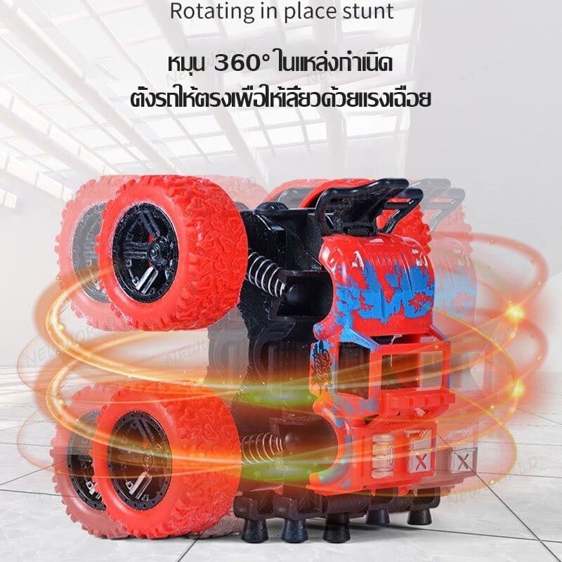 รถของเล่นเด็กรถบิ๊กฟุตโช็คสปริง 4WD รถของเล่นสปริงดูดซับแรงกระแทก กันชนหน้า หมุนได้ 360 องศา รูปที่ 3