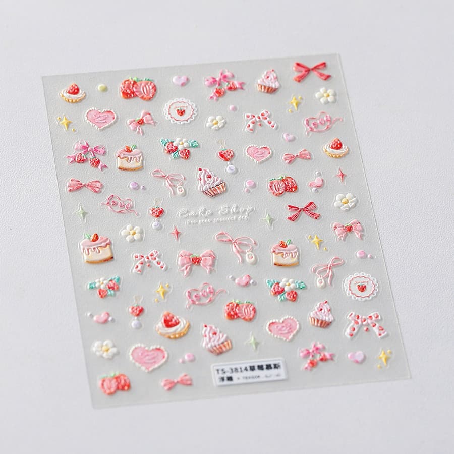 magico Moji Tietsu Cartoon Relief Finger Sticker Pro Frosted Thin Shore Sticker TS-3814 Strawberry Mousse รูปที่ 6