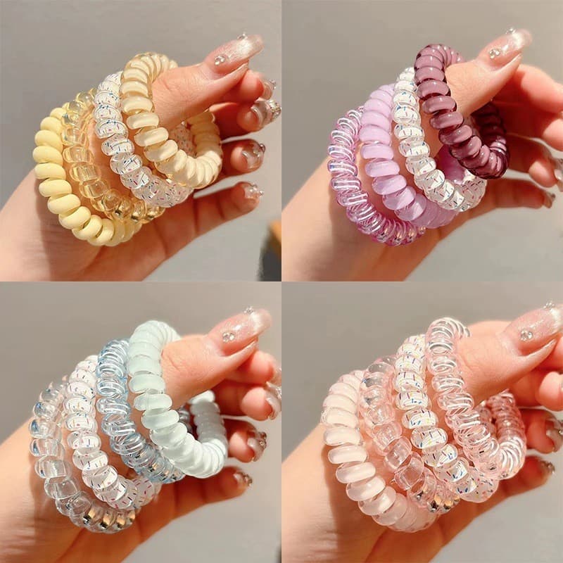4pcs ยางรัดผม โดปามีน เครื่องประดับผม สําหรับผู้หญิง ยืดหยุ่นได้ดีมาก เชือกมัดผมหางม้า แฟชั่นเรียบง่าย G3260 รูปที่ 5