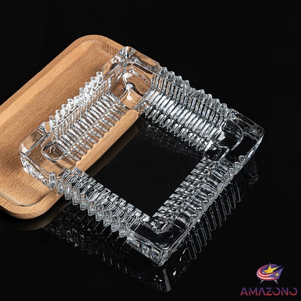 Amaz ที่เขี่ยบุหรี่ แบบสี่เหลี่ยม และ แบบกลม แก้วสีใส ที่ทิ้งก้นบุหรี่ Ashtray รูปที่ 3