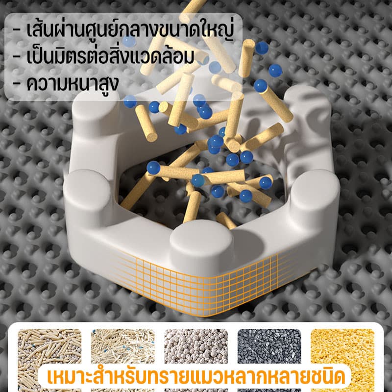 พร้อมจัดส่ง แผ่นดักทรายแมว แผ่นดักทรายแมวขนาดใหญ่พิเศษ พรมดักทรายแมว ที่ติดตามเท้า สามารถนำทรายกลับมาใช้ไหม่ได้ รูปที่ 6