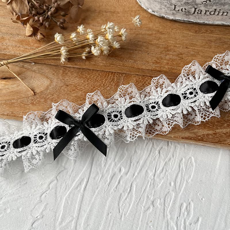 French Lolita High-End Bow Lace Accessories Tie Pain Bag diy วัสดุริบบิ้นจีบตกแต่ง รูปที่ 4