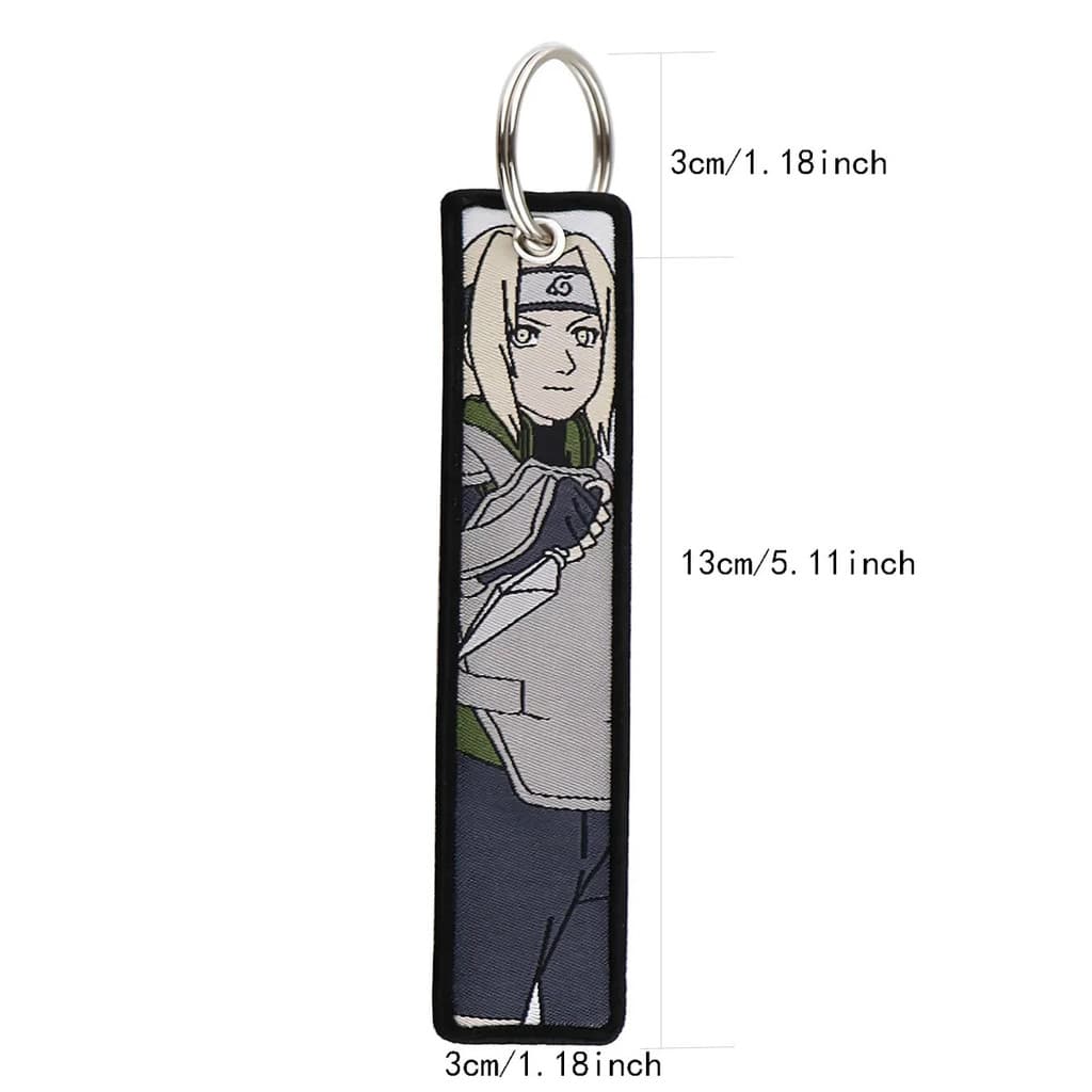 อะนิเมะญี่ปุ่น Naruto เย็บปักถักร้อย Key Fobs แท็กกุญแจรถจักรยานยนต์ Chiro พวงกุญแจรถแฟชั่น รูปที่ 6