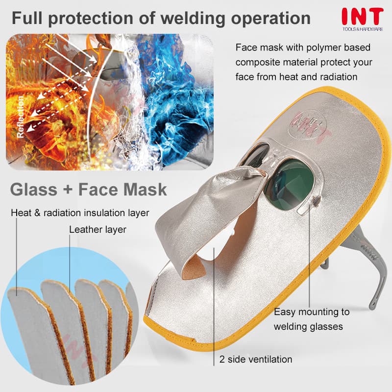 INT Welding Glasses & Mask แว่นตาเชื่อมและหน้ากาก ป้องกันรังสีอัลตราไวโอเลต สำหรับเชื่อมแก๊สอาร์กอนและอาร์ก ป้องกันแสงสะท้อน ความปลอดภัยในการทำงาน รูปที่ 3