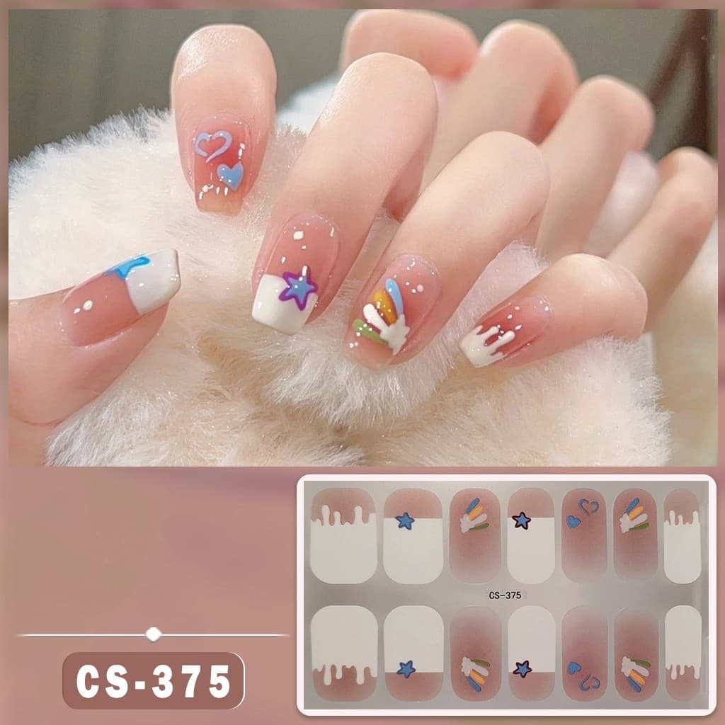 ร้านไทย สติกเกอร์ติดเล็บ ลายการ์ตูน รุ่นCS น่ารัก ไล่โทนสี กันน้ำ ปลอดสารพิษ แบบฉีกได้ ทนทาน ตกแต่งเล็บ DIY 14 ชิ้น/แผ่น รูปที่ 2