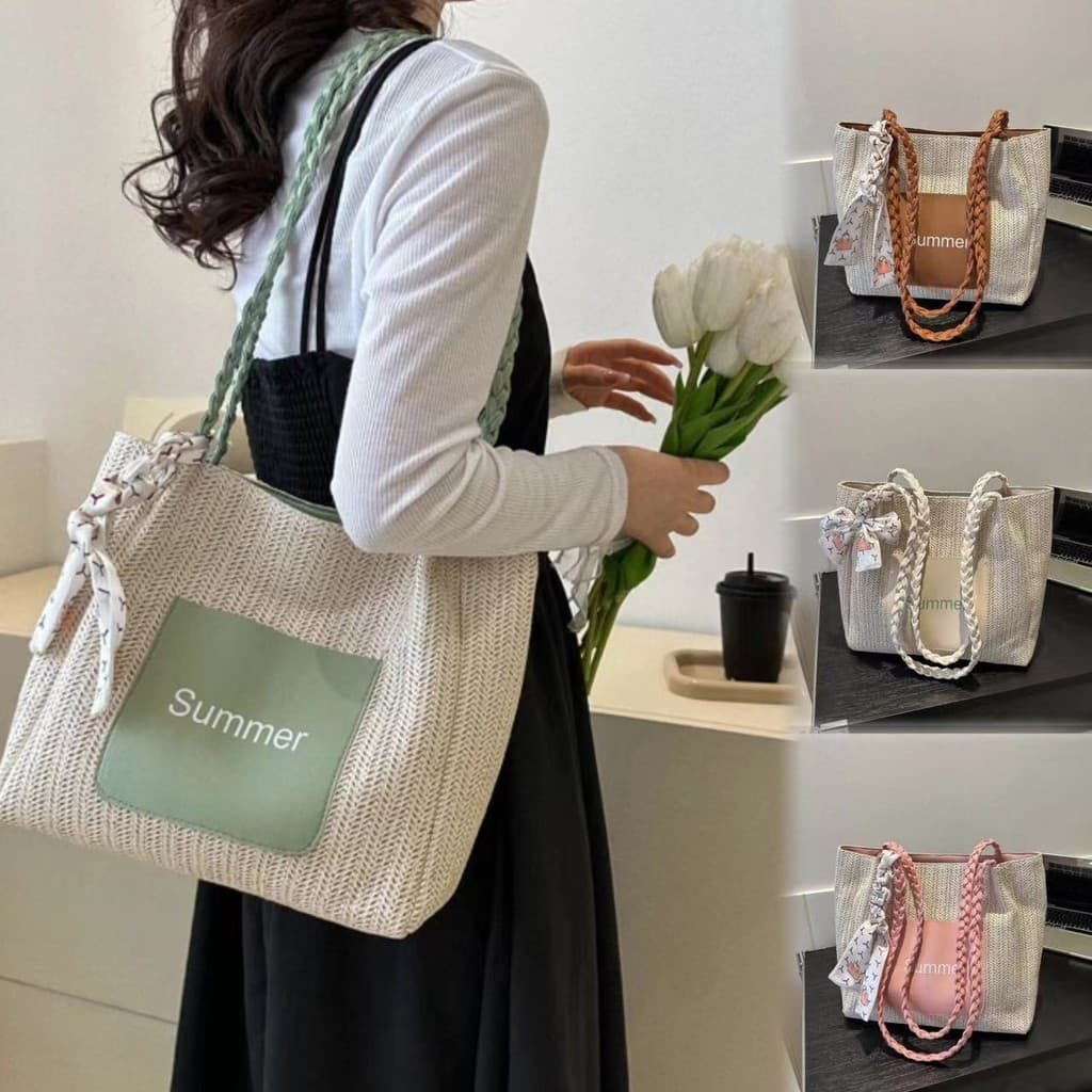 HiH shop: กระเป๋าใบใหญ่สำหรับผู้หญิงสะพายข้างได้ถือได้หนัง มีซิปด้วย SP7159 รูปที่ 2