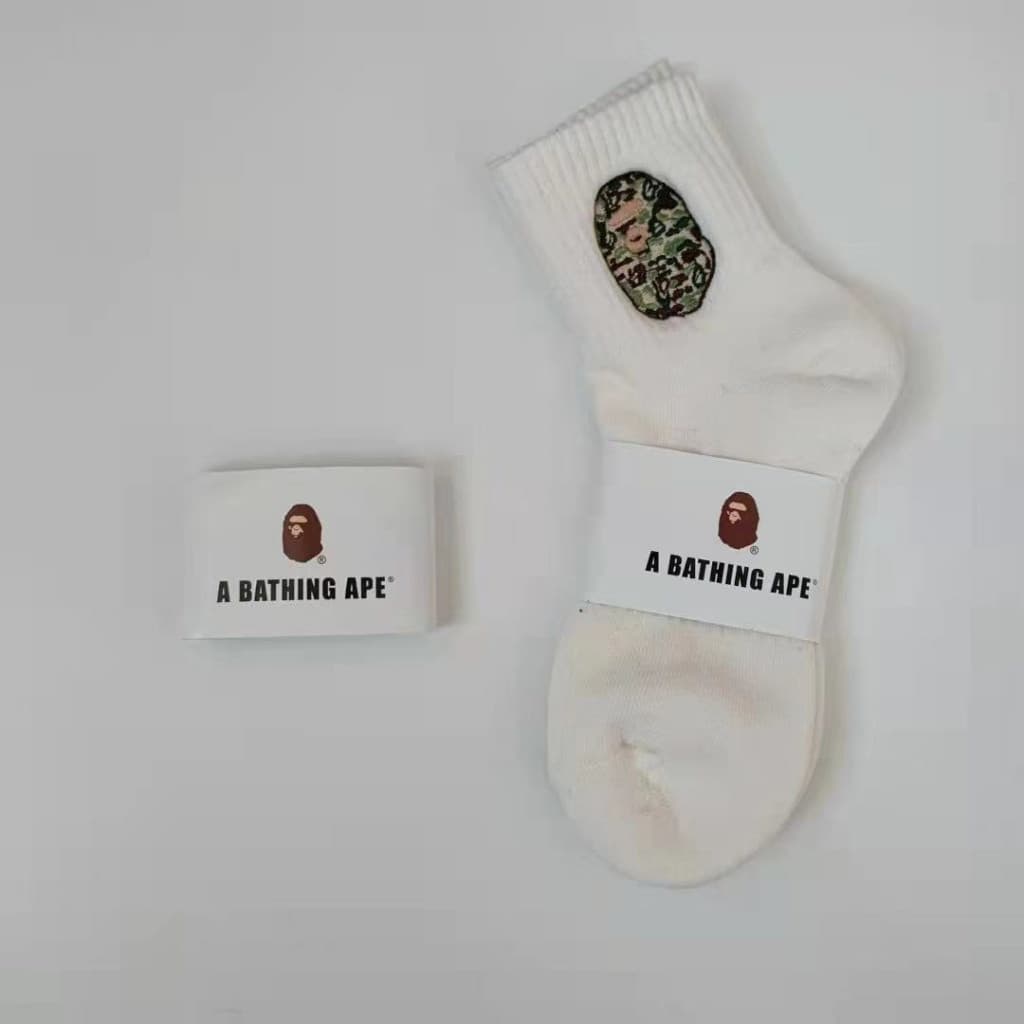 ใหม่ BAPE ape head ถุงเท้ากีฬาผ้าฝ้ายปักหนักระดับไฮเอนด์แฟชั่นผู้ชายและผู้หญิง รูปที่ 7