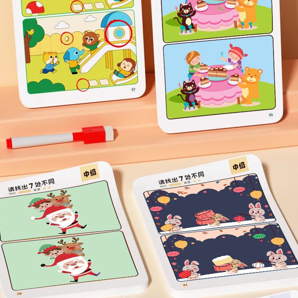 GeeToy เกมไพ่หาความแตกต่าง ของเล่นปริศนาฝึกสมาธิและพัฒนาสติปัญญาสำหรับเด็ก สามารถลบได้ รูปที่ 6