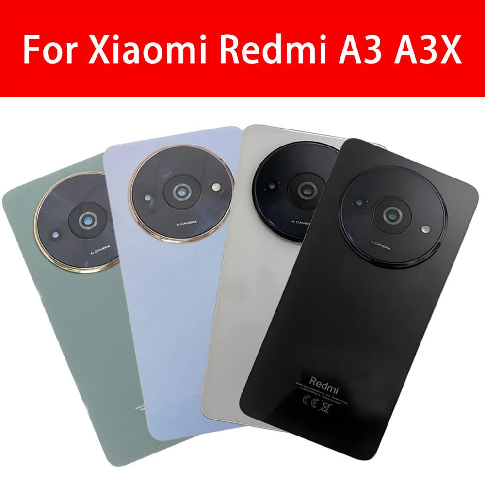 สําหรับ Xiaomi Redmi A3 A3X กระจกด้านหลังแผงประตูฝาหลังแบตเตอรี่พร้อมกรอบกล้องอะไหล่ทดแทน รูปที่ 1