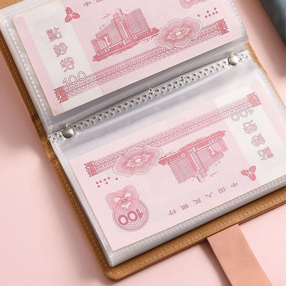 Forever 100 ซองประหยัดเงิน Challenge ประหยัดเงินพร้อมรหัสผ่านล็อค Mini Binder Saving Challenge, ตลก PU รวยค้างคืนแผ่นออมทรัพย์แบบใช้ซ้ําได้เด็ก รูปที่ 5