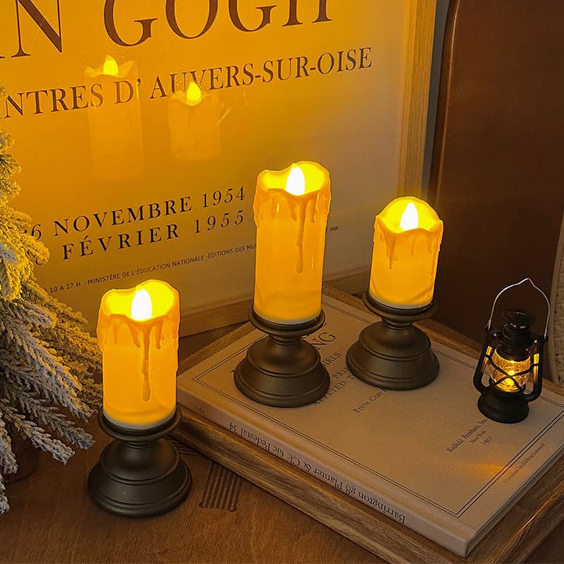 เชิงเทียน Led Vintage พร้อมเอฟเฟกต์ขี้ผึ้งหยดสําหรับตกแต่งบ้านคลาสสิกสําหรับคริสต์มาส รูปที่ 7