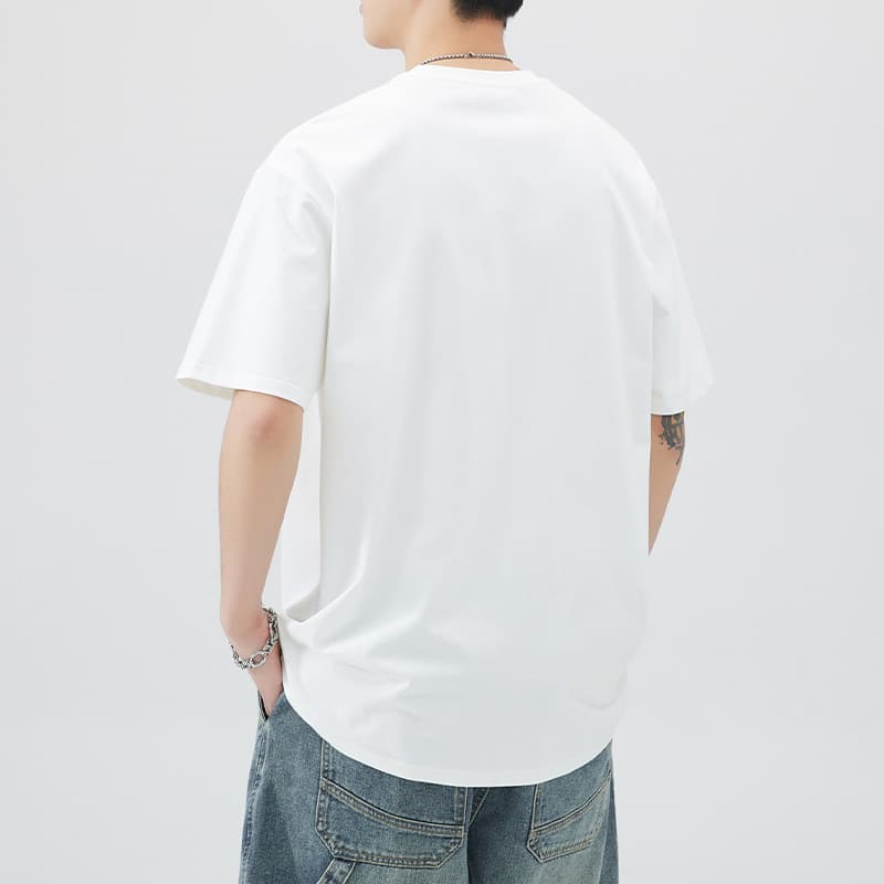 เสื้อยืดแขนสั้นผู้ชาย เสื้อยืดคอกลมสีพื้น คุณภาพดี​ ไม่ย้วย ไม่หด ไม่ต้องรีด ผ้านุ่มใส่สบาย ใส่ได้ทั้งชายและหญิง รูปที่ 5