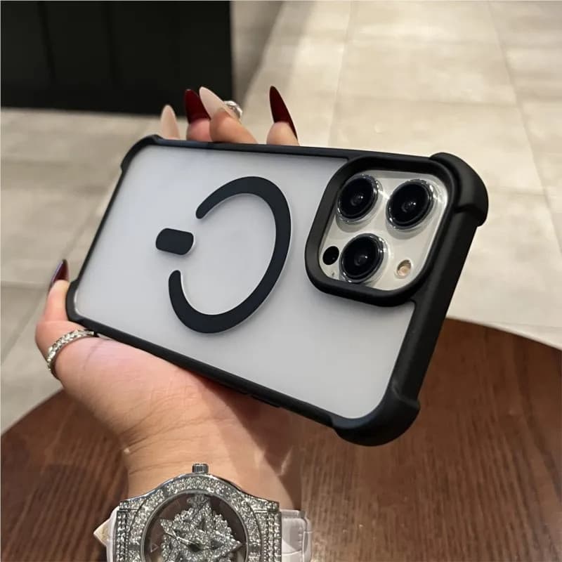 กันกระแทก Matte Clear กันชนสําหรับ iPhone 16 16E 15 14 Plus 13 12 11 Pro Max สําหรับแม่เหล็กชาร์จไร้สาย Capa Cover รูปที่ 3