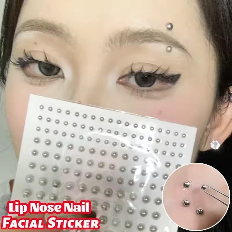 เงินจมูกปลอมเจาะสติกเกอร์ไม่เจาะใบหน้า Jewellery Self กาว Rhinestones สําหรับริมฝีปากตา Body ส่วนบุคคลตกแต่ง รูปที่ 1