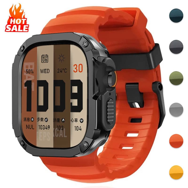 Band + กรณีกีฬาสายรัดซิลิโคน TPU + PC ฝาครอบกันชนสําหรับ Apple Watch Ultra 2 49 มม.42 44 45 46 มม. iWatch Series10/8/7/SE/6/5 รูปที่ 1