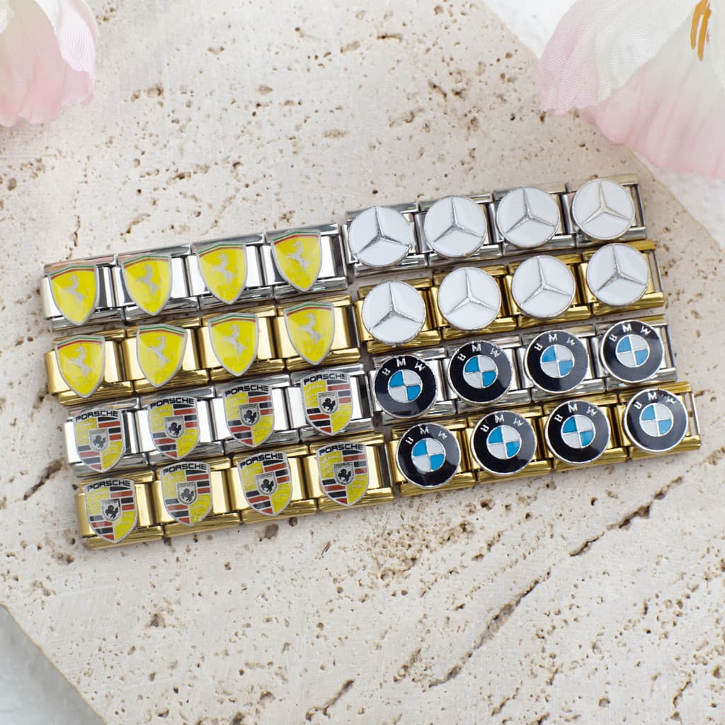 สร้อยข้อมือโมดูลอิตาเลี่ยน DIY ฟรี Splicing โลโก้รถอิตาเลี่ยน Charm สร้อยข้อมือ รูปที่ 3