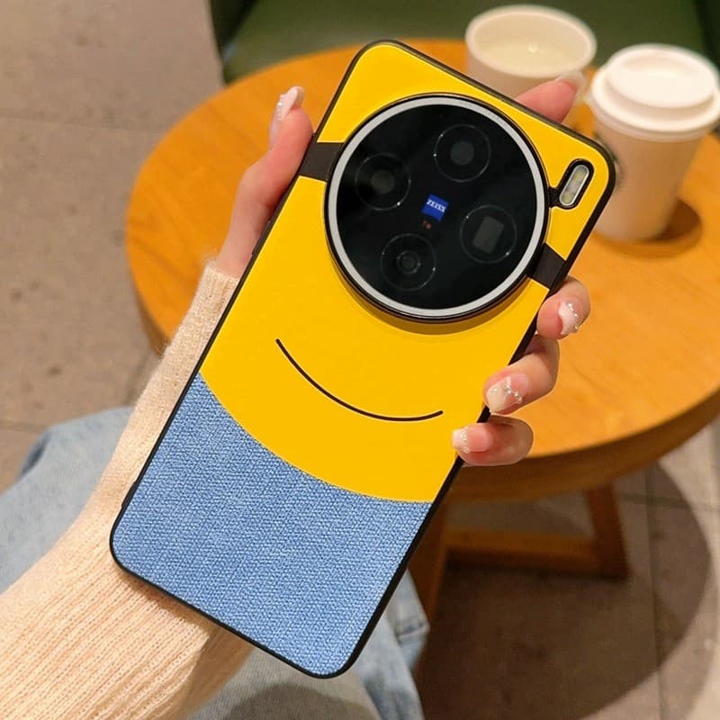 Thin & Light Minions Eyes Design Spliced หนังสําหรับ Vivo X200 Ultra X200S X200 Pro Mini X300 Pro X300 ฝาครอบโทรศัพท์ปลอก รูปที่ 1