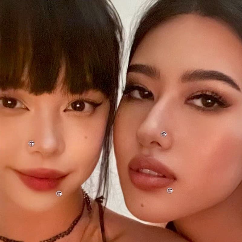 เงินจมูกปลอมเจาะสติกเกอร์ไม่เจาะใบหน้า Jewellery Self กาว Rhinestones สําหรับริมฝีปากตา Body ส่วนบุคคลตกแต่ง รูปที่ 2