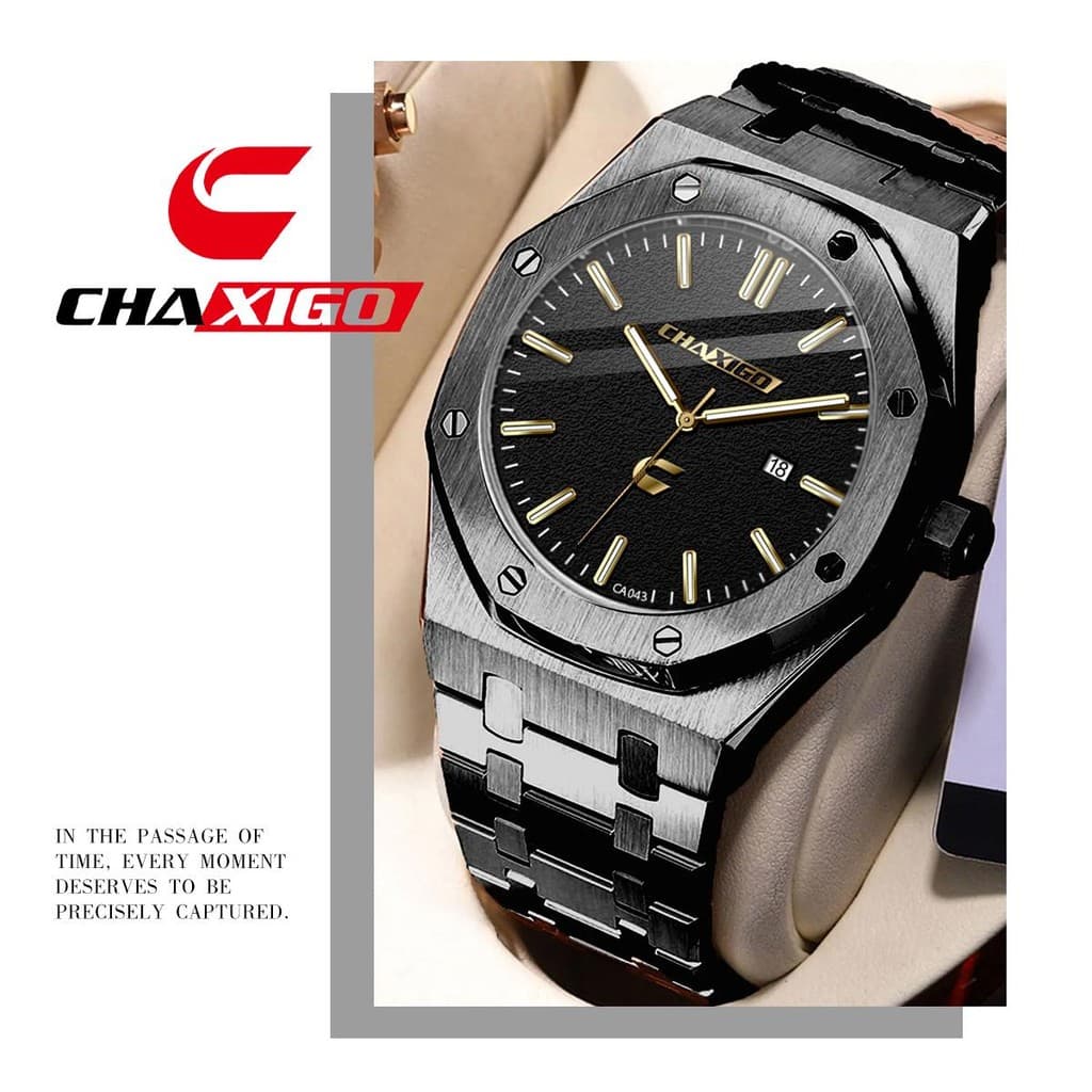 CHAXIGO นาฬิกาผู้ชาย กันน้ำ 100% ดีไซน์พรีเมียม ตัวเรือนสแตนเลส แสดงวันที่ กระจกแร่ สไตล์ธุรกิจ CA043songkran รูปที่ 9