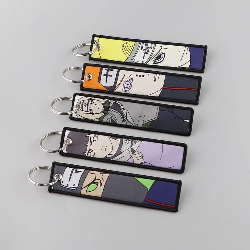 อะนิเมะญี่ปุ่น Naruto เย็บปักถักร้อย Key Fobs แท็กกุญแจรถจักรยานยนต์ Chiro พวงกุญแจรถแฟชั่น รูปที่ 3